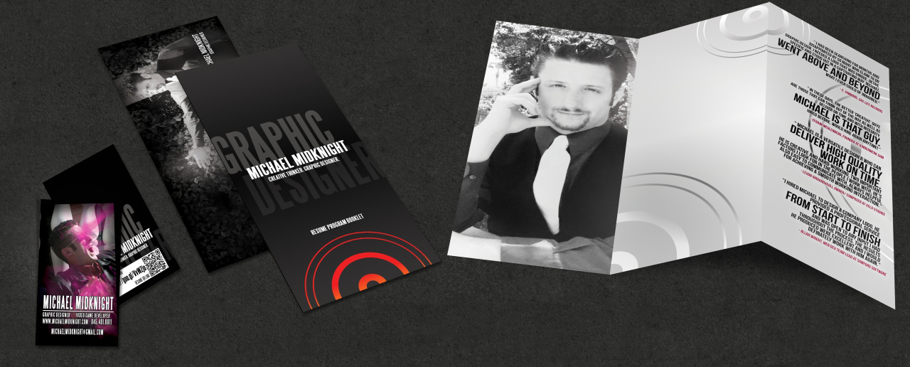 michael midknight graphic design brochure and business card